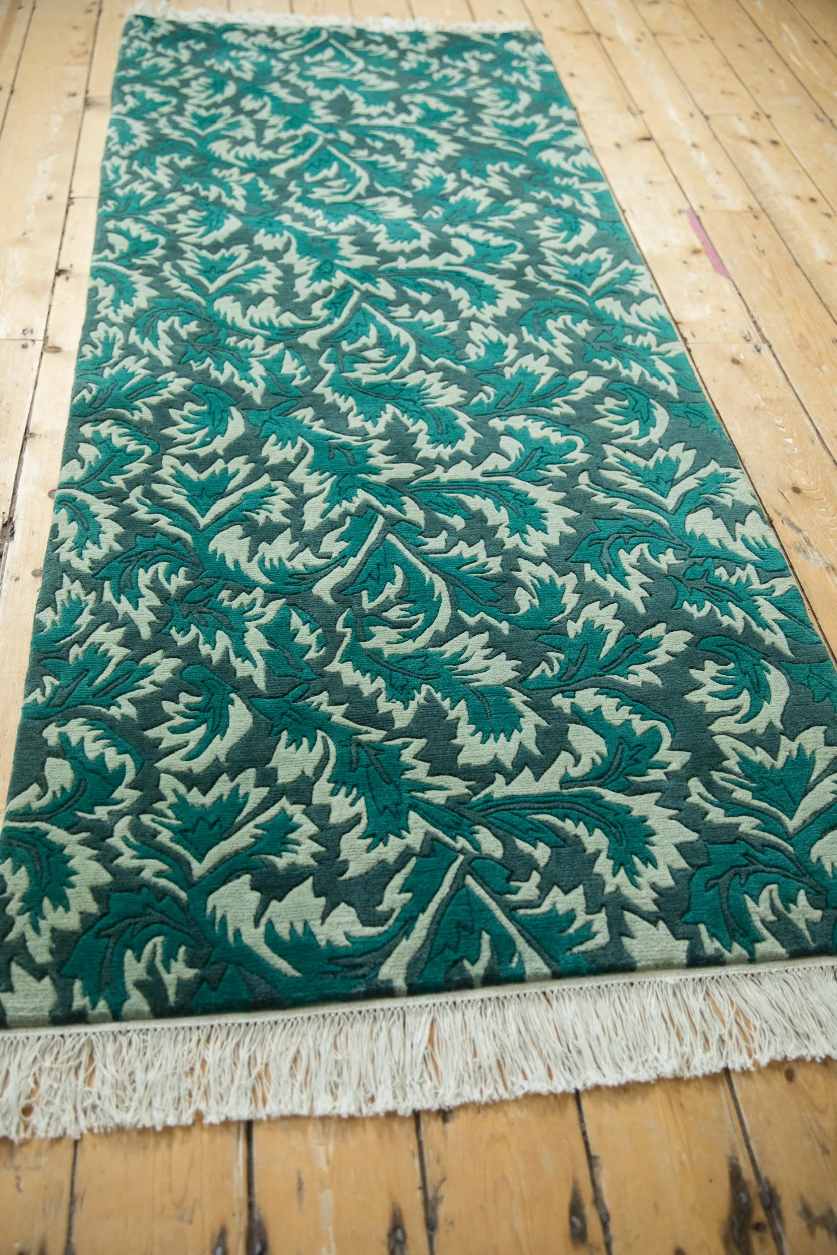 3x7.5 Vintage Contemporary Indian William Morris Design Rug Runner