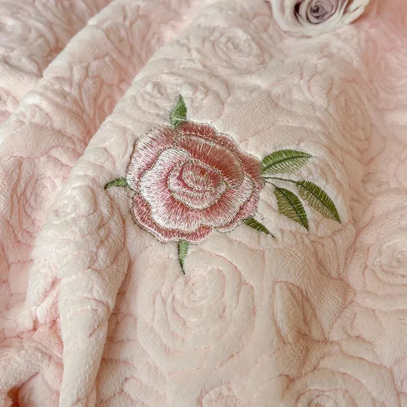 4PCS Pink Milk Velvet Winter Bedding Set