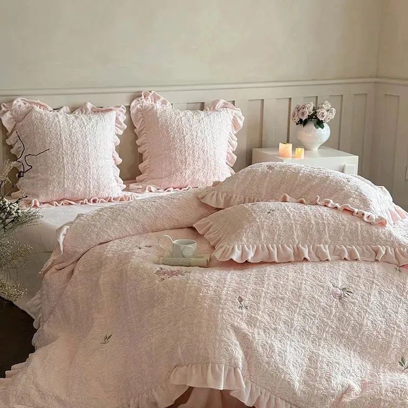 4PCS Pink Milk Velvet Winter Bedding Set
