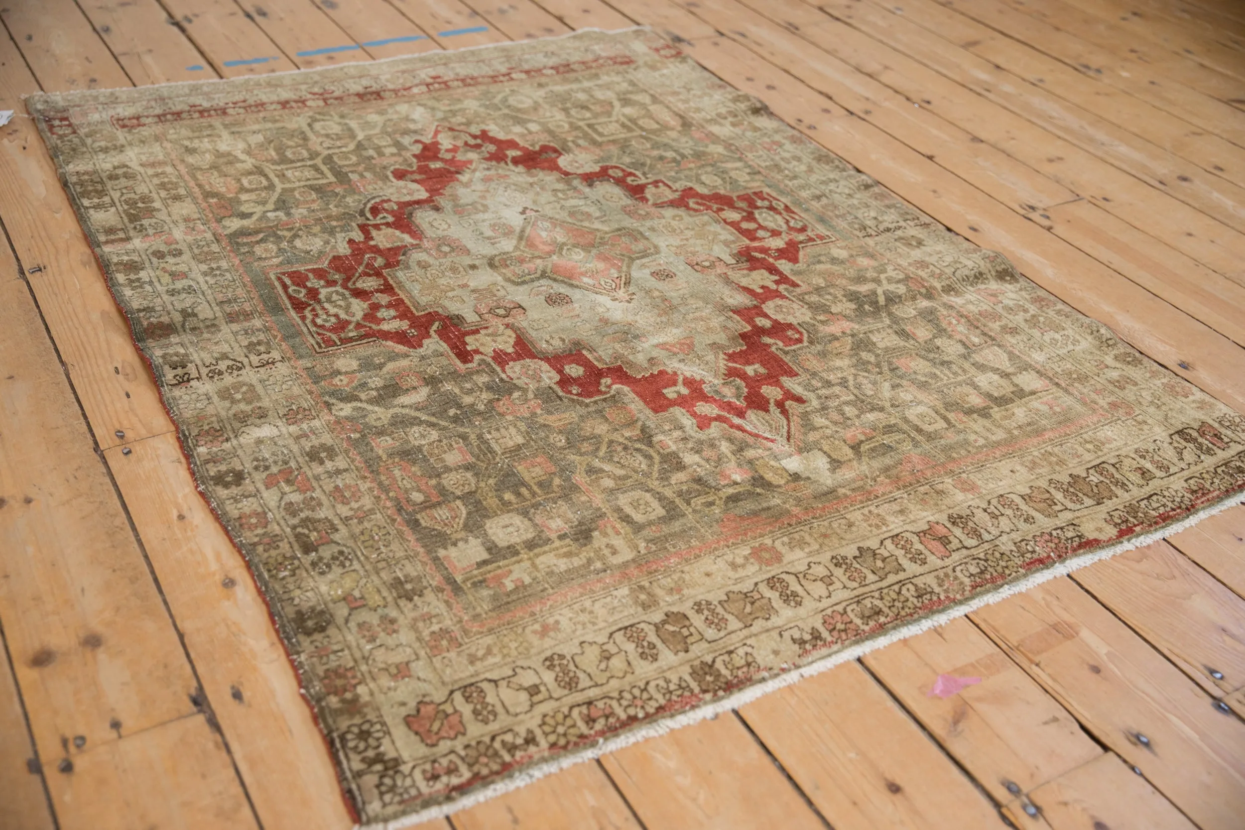 4x5 Vintage Distressed Bijar Square Rug