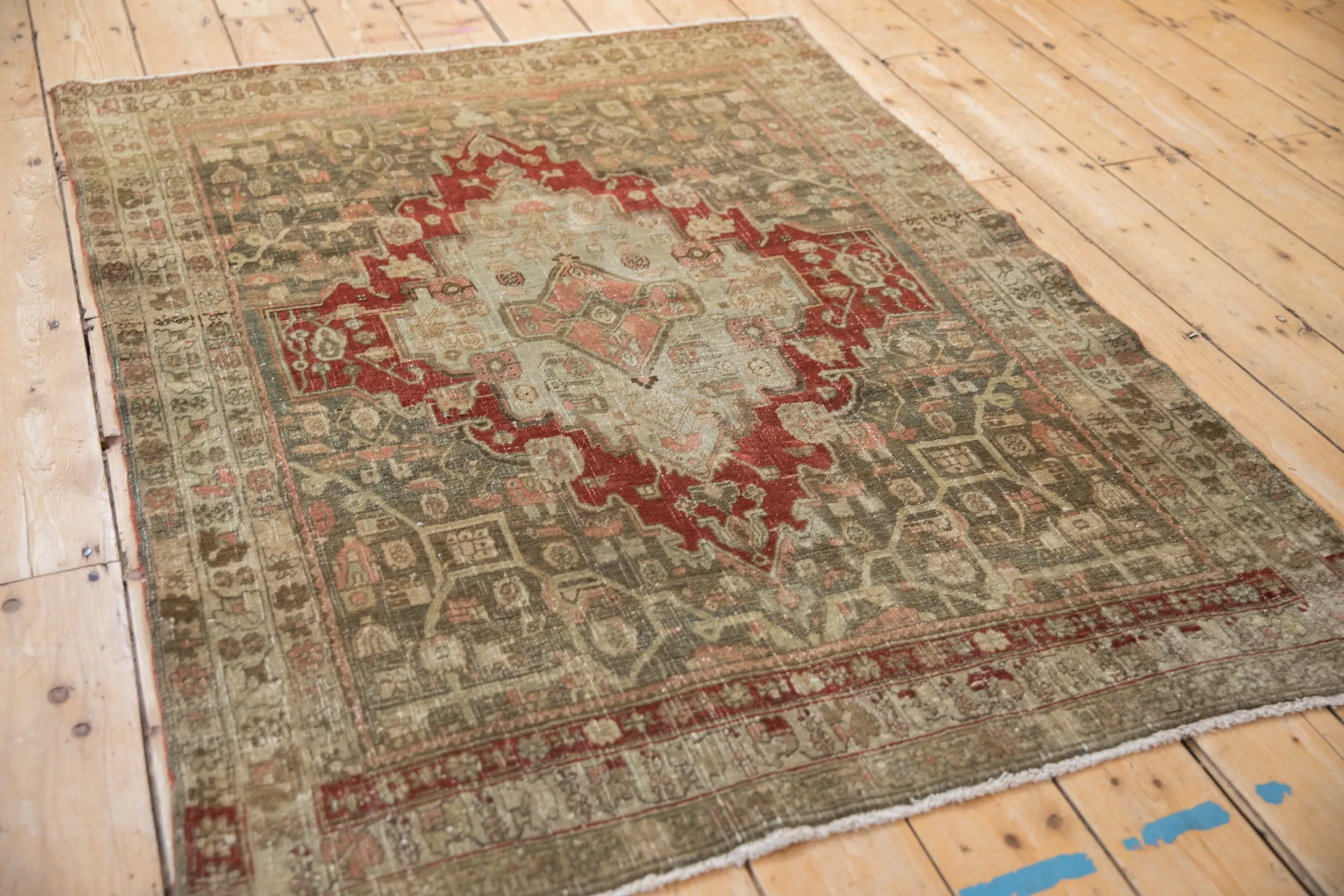 4x5 Vintage Distressed Bijar Square Rug