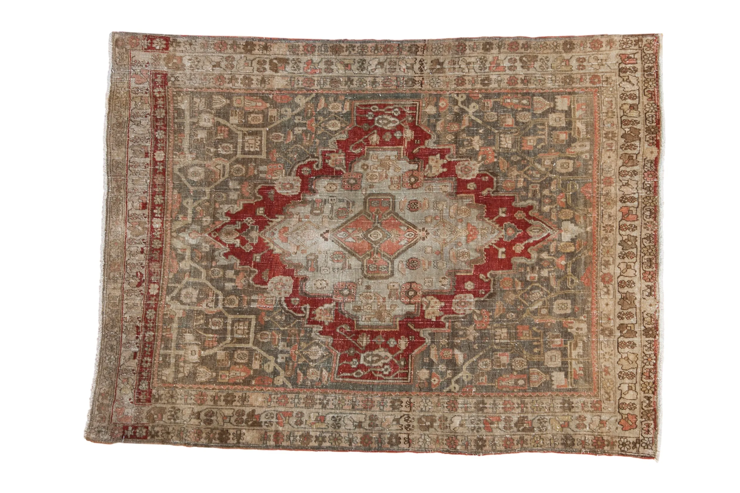 4x5 Vintage Distressed Bijar Square Rug