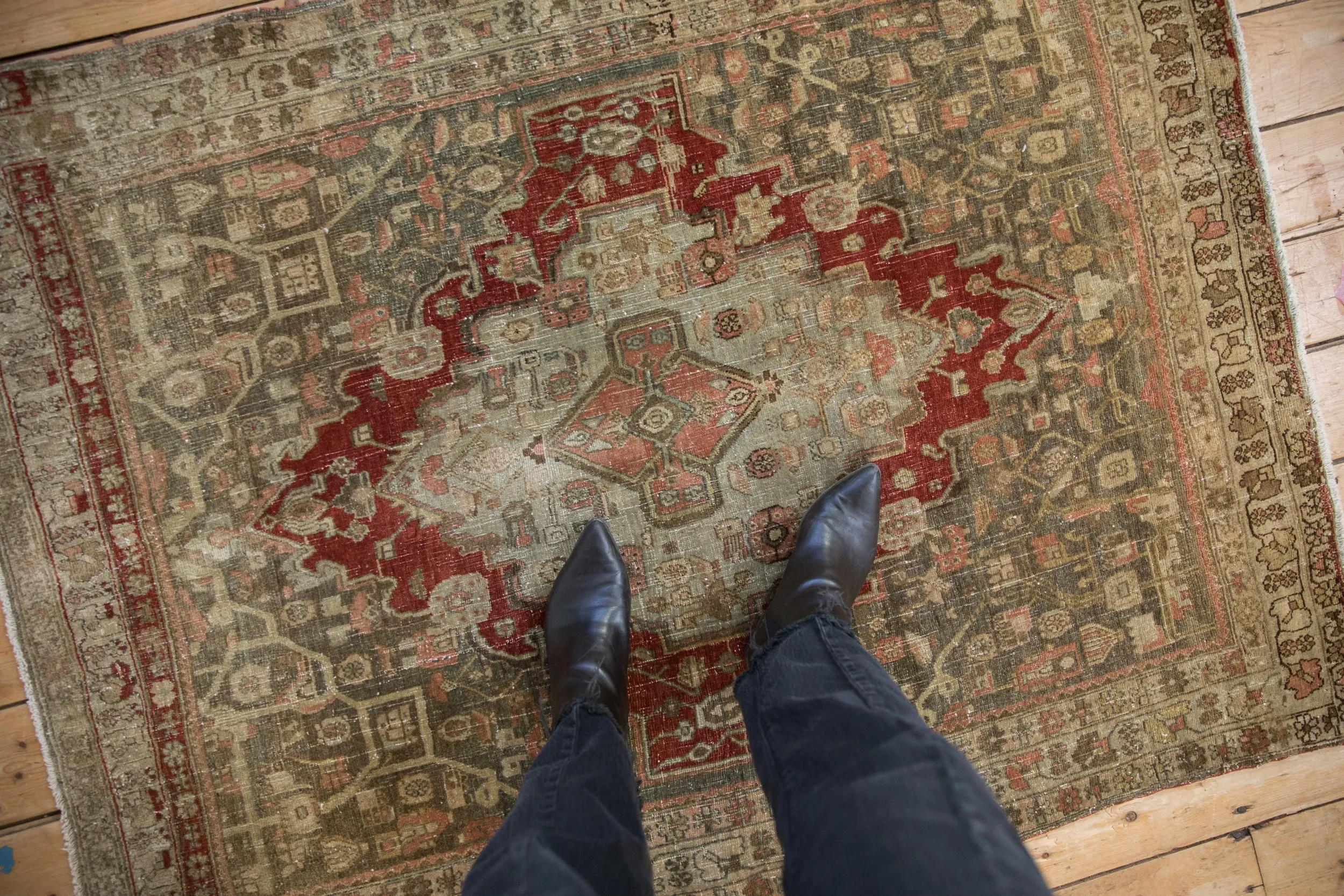 4x5 Vintage Distressed Bijar Square Rug