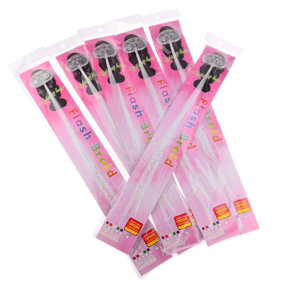 6 Pcs  Creative LED Fiber Optic Light Fake Hair