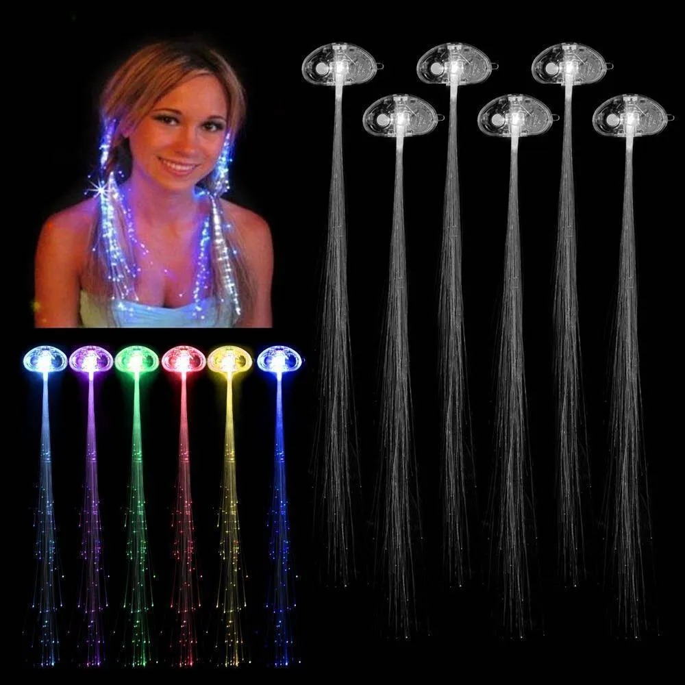 6 Pcs  Creative LED Fiber Optic Light Fake Hair
