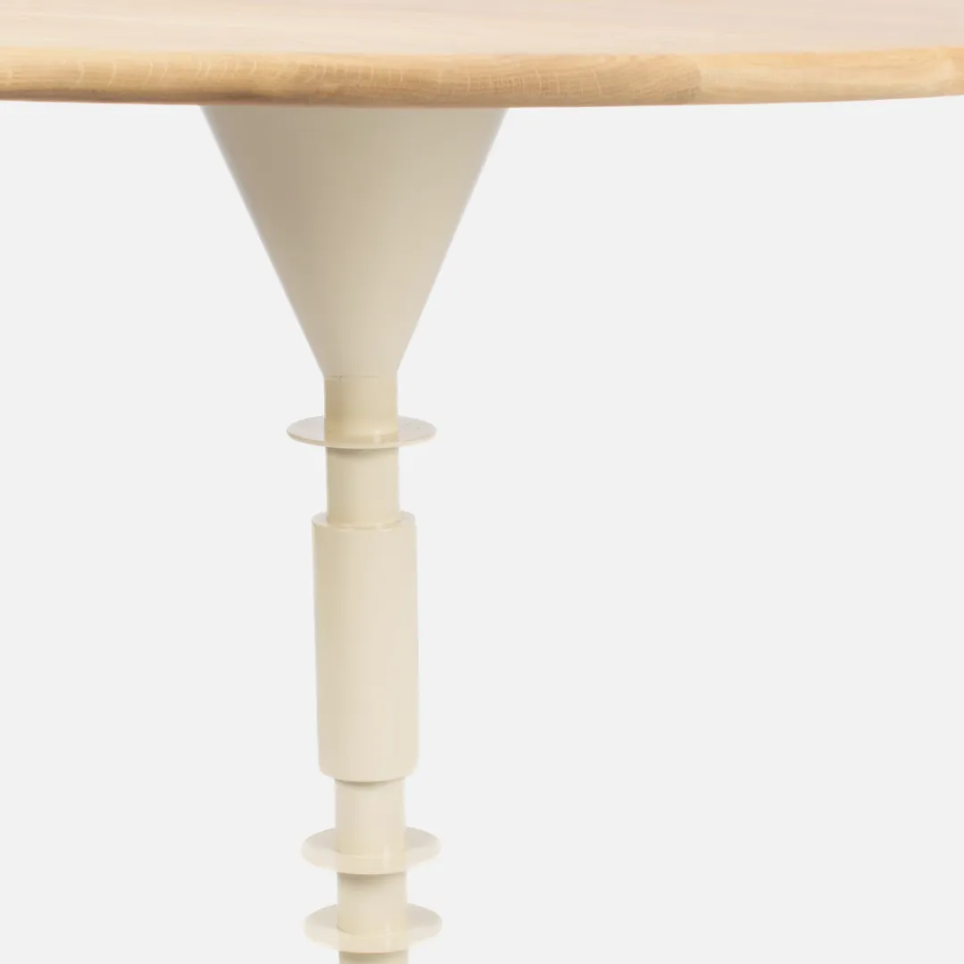 Afro Scandi Round Cafe Table - Light Oak   Cream