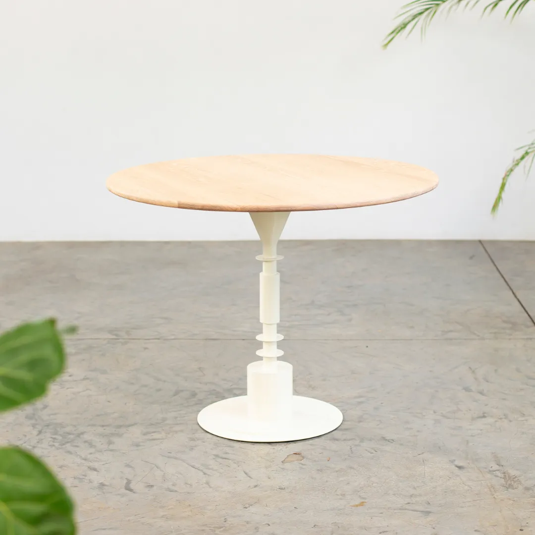 Afro Scandi Round Cafe Table - Light Oak   Cream