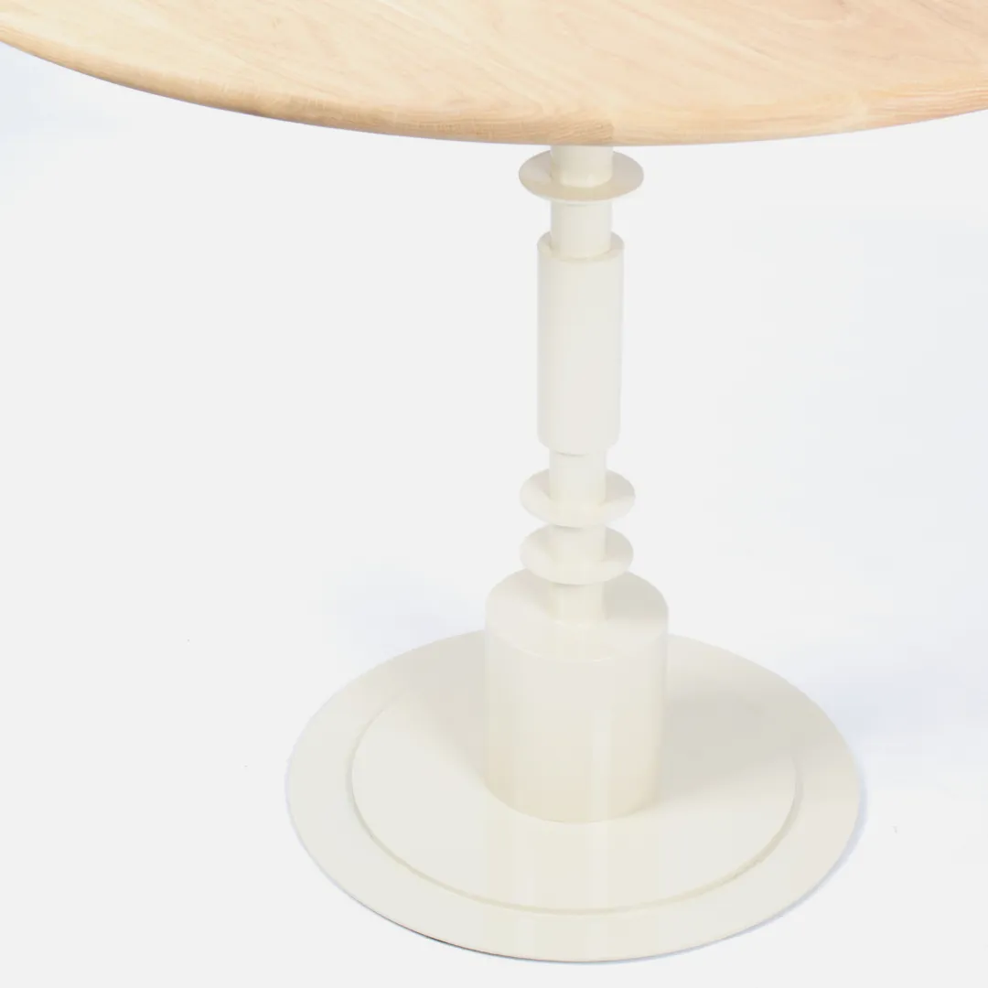 Afro Scandi Round Cafe Table - Light Oak   Cream