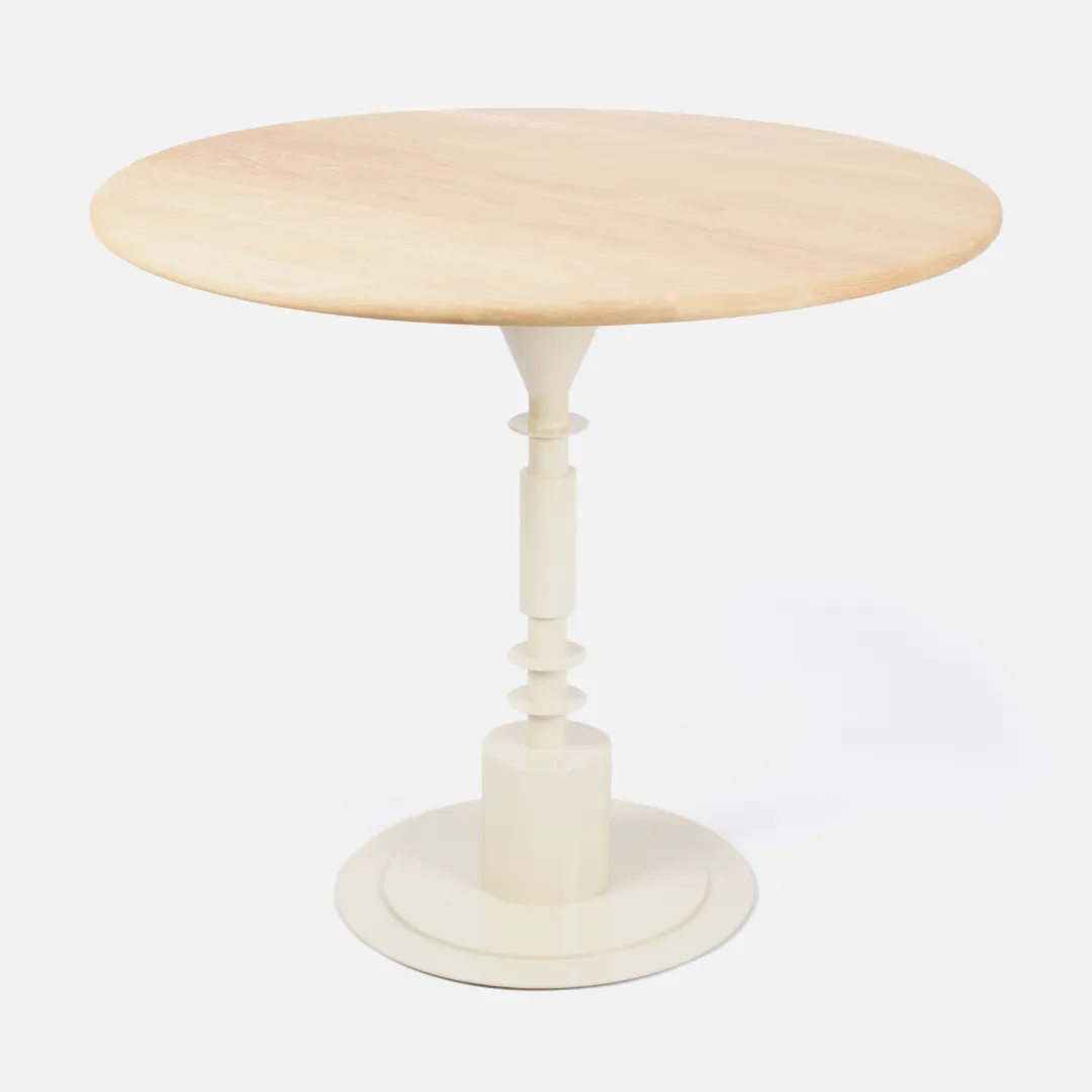 Afro Scandi Round Cafe Table - Light Oak   Cream