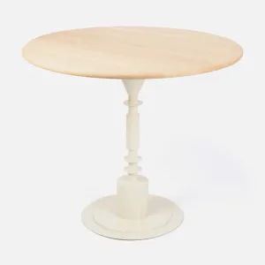 Afro Scandi Round Cafe Table - Light Oak   Cream