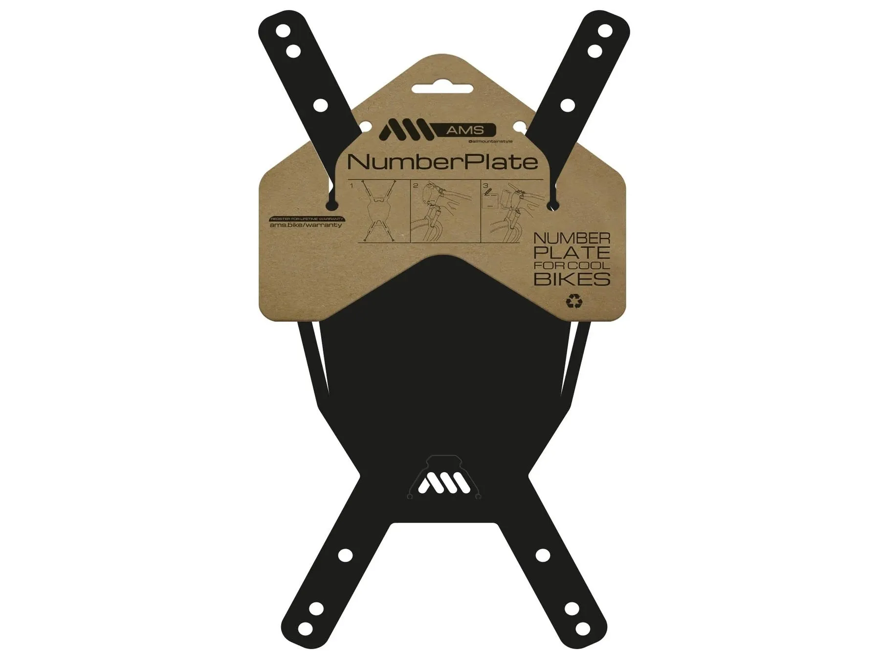 AMS NUMBER PLATE Black White