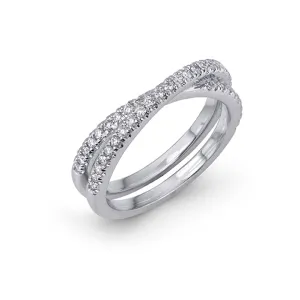 Backes and Strauss White Gold and Diamond Cross Over Ring