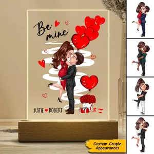 Be Mine Doll Couple Kissing Valentine‘s Day Gift Personalized Plaque LED Night Light