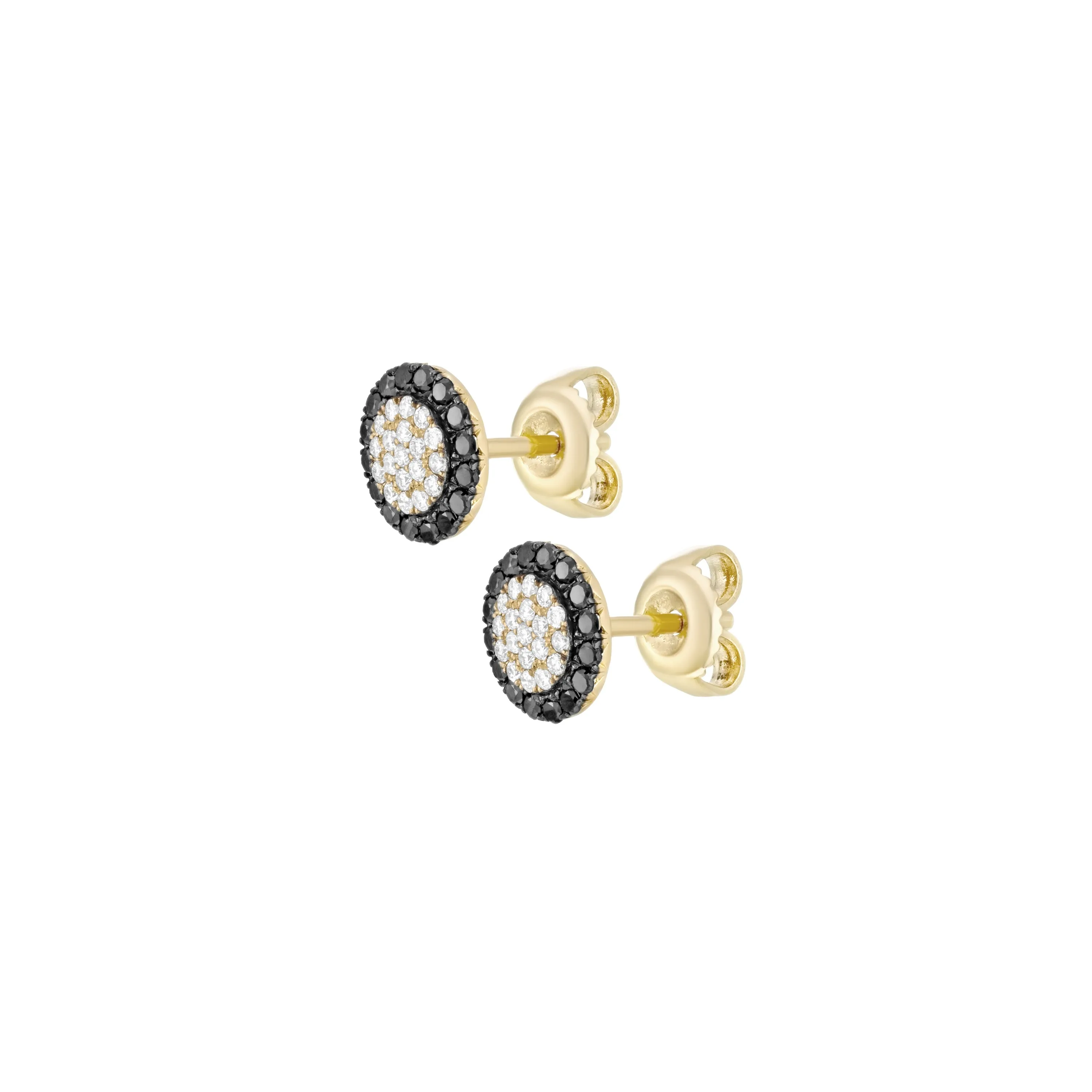 Black and White Diamonds Round Pave Earrings