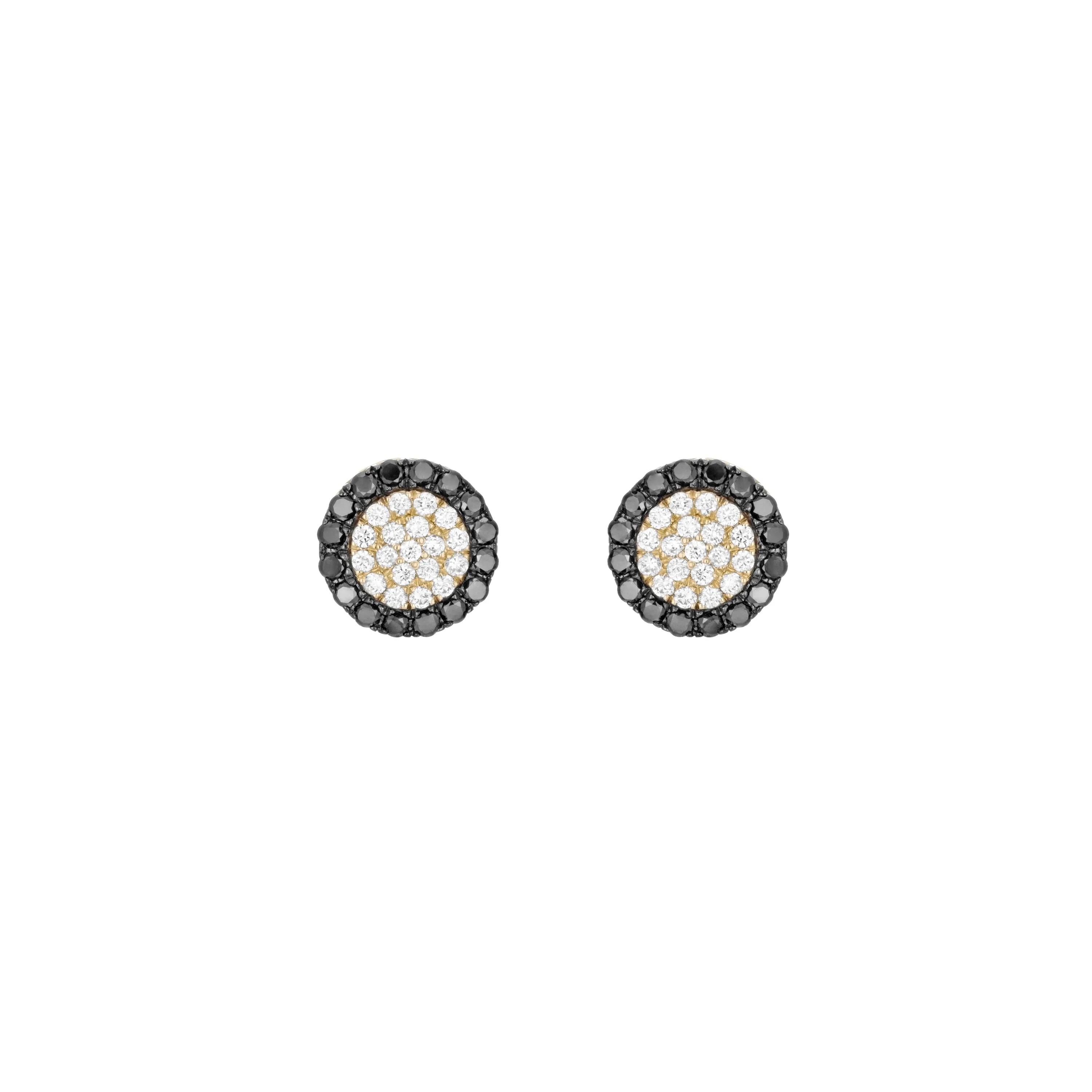 Black and White Diamonds Round Pave Earrings