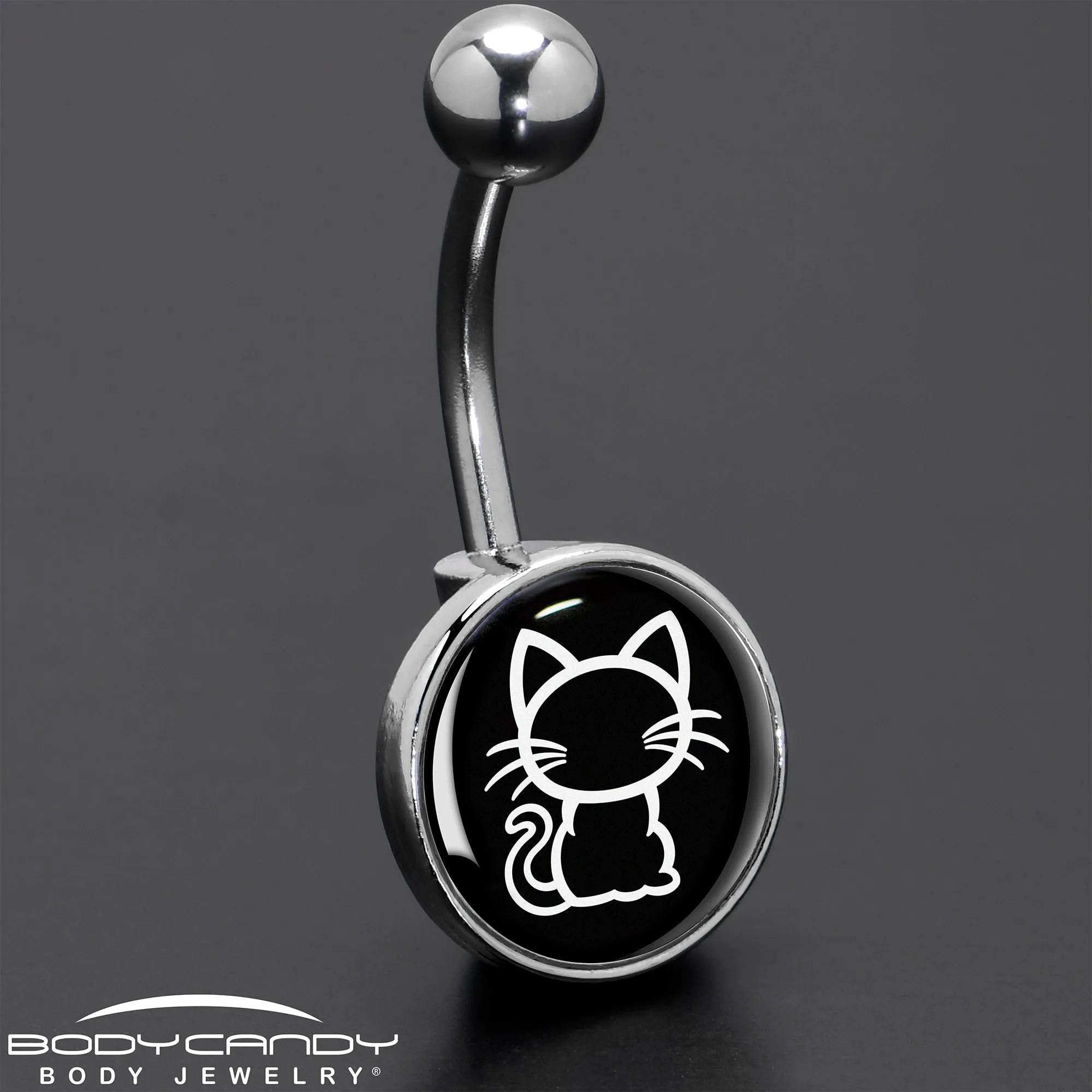 Black and White Kitty Cat Belly Ring