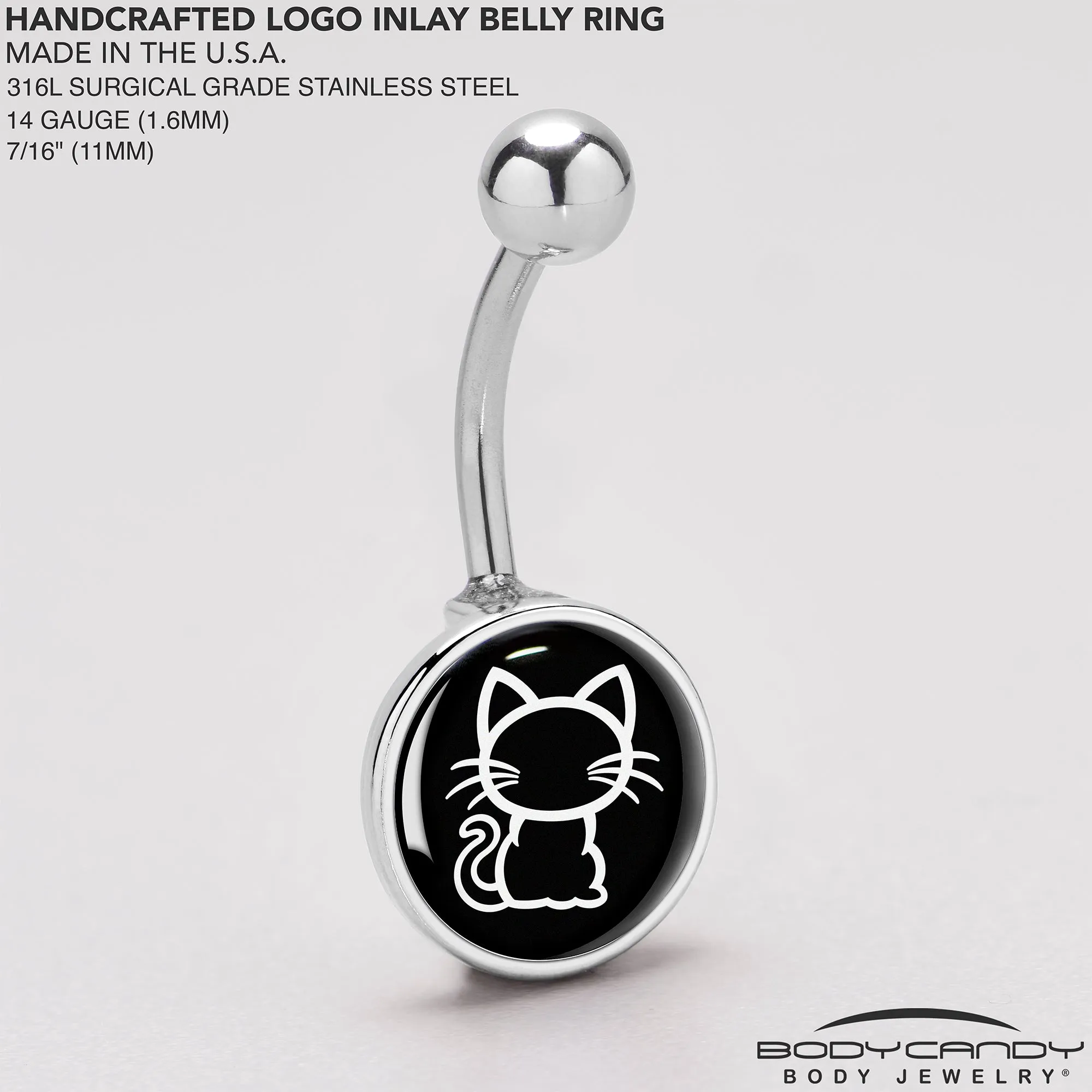 Black and White Kitty Cat Belly Ring