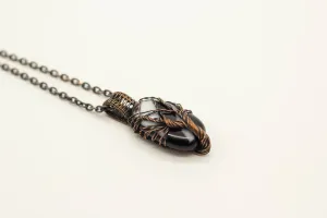 Black and White Tree of Life with Copper Wire Wrapping