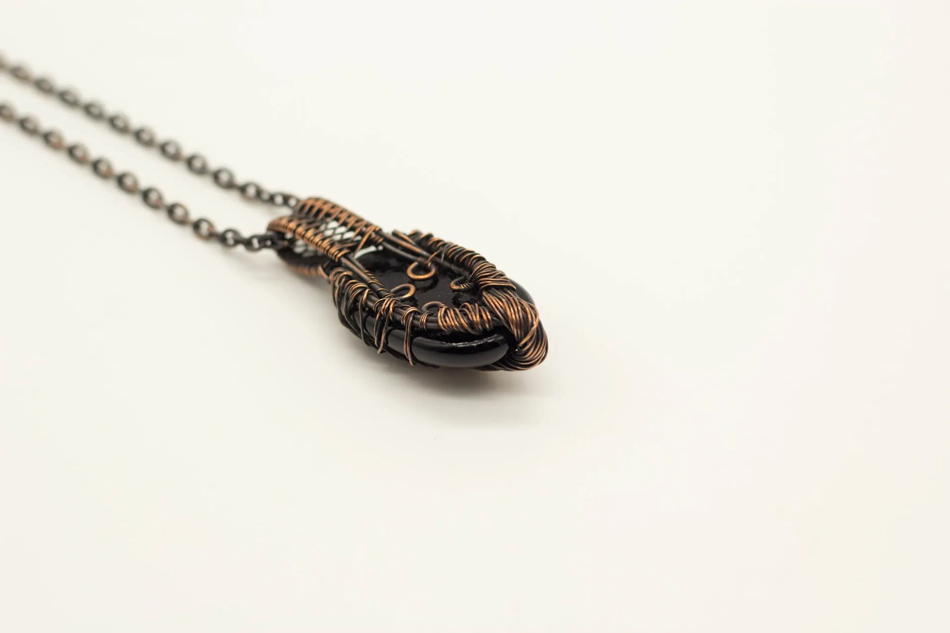 Black and White Tree of Life with Copper Wire Wrapping