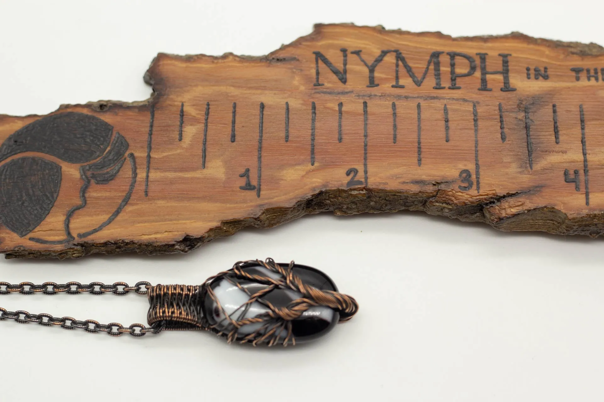 Black and White Tree of Life with Copper Wire Wrapping