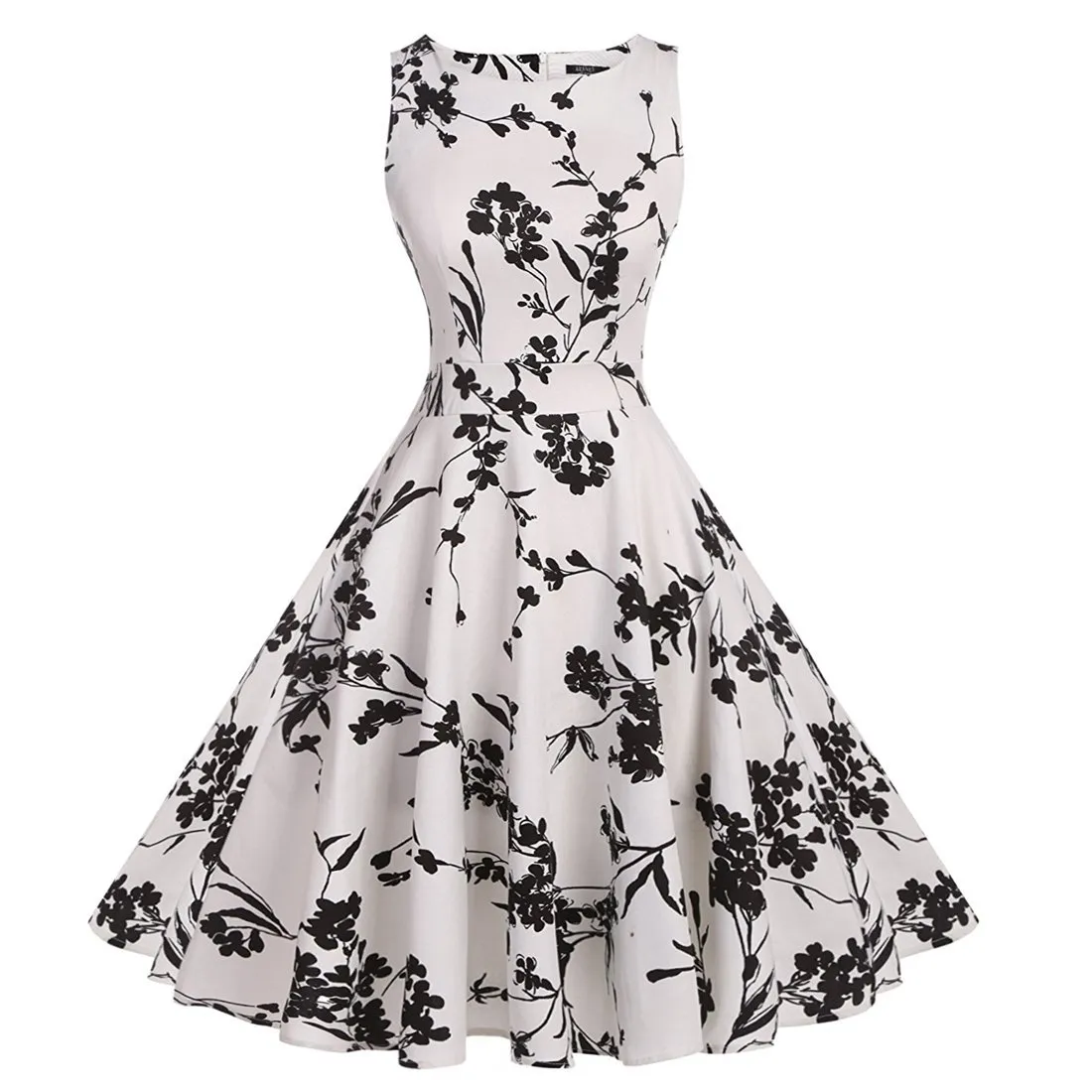 Black and White Vintage Audrey Hepburn 1950s Dress