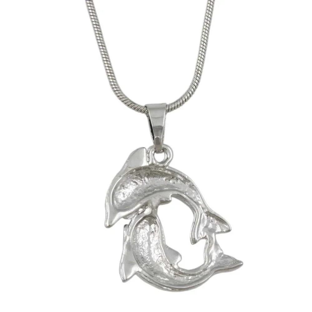 Black and White Yin Yang Dolphins Pendant on Silver Chain- PT801