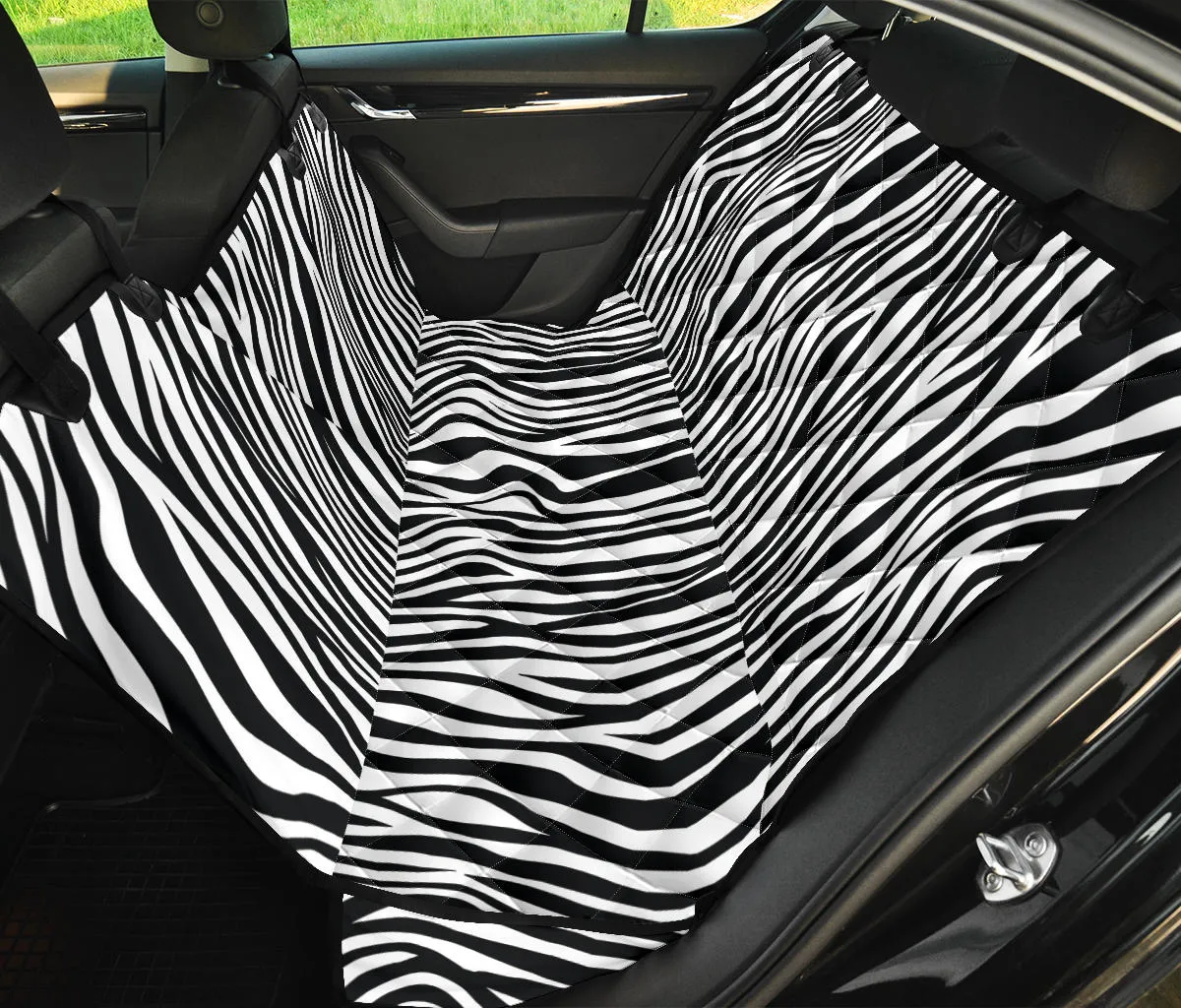 Black and White Zebra Stripes Print Back Bench Seat Cover For Pets