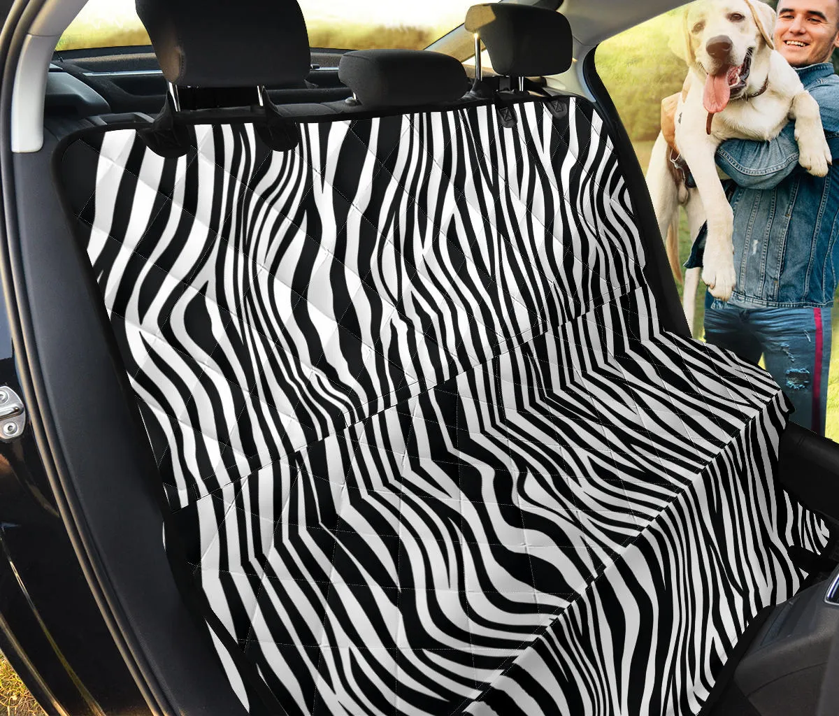 Black and White Zebra Stripes Print Back Bench Seat Cover For Pets