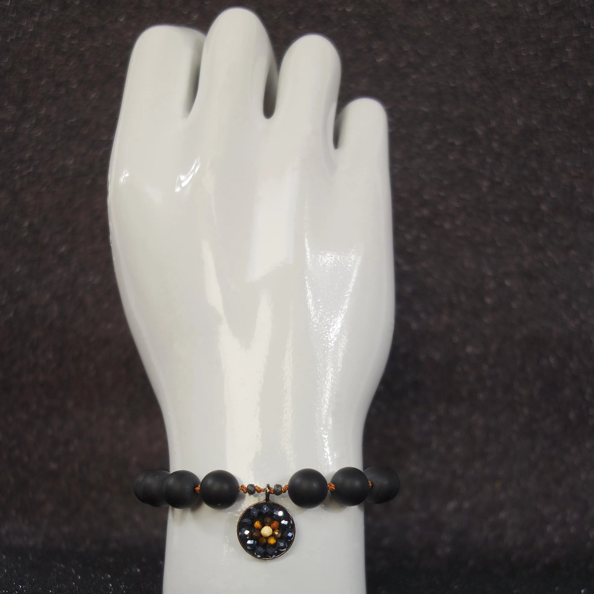 Black is the New Black onyx and tiger eye mosaic bracelet