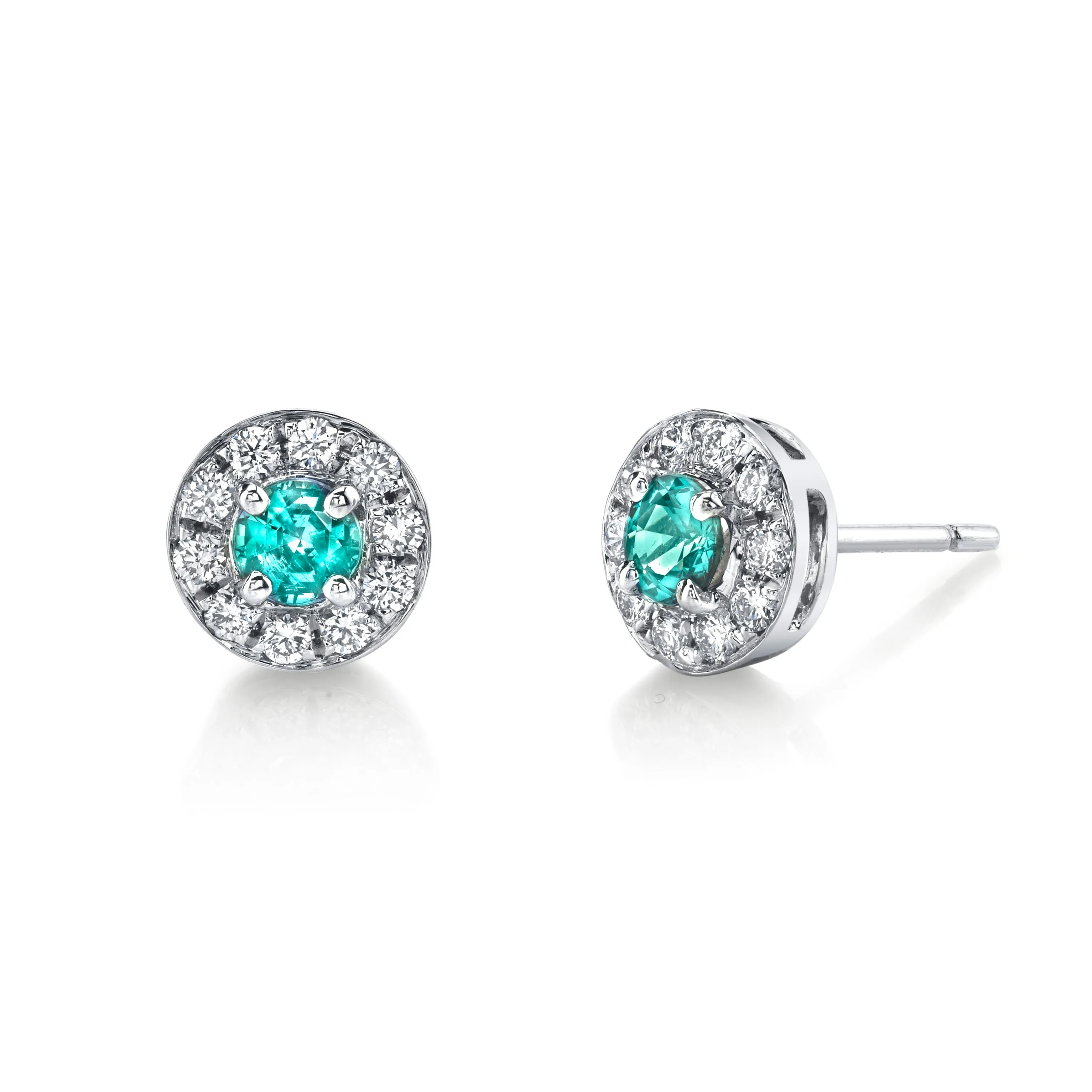 Blue Eyes - 18K White Gold Natural Paraiba Tourmaline Earring