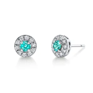 Blue Eyes - 18K White Gold Natural Paraiba Tourmaline Earring