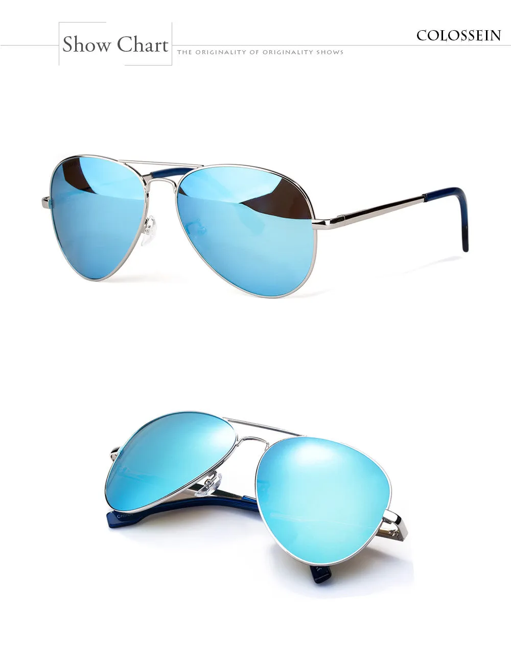 BLUE Fashion Metal Pilot/Aviator Sunglasses For Men Summer Trend Fashion 2017