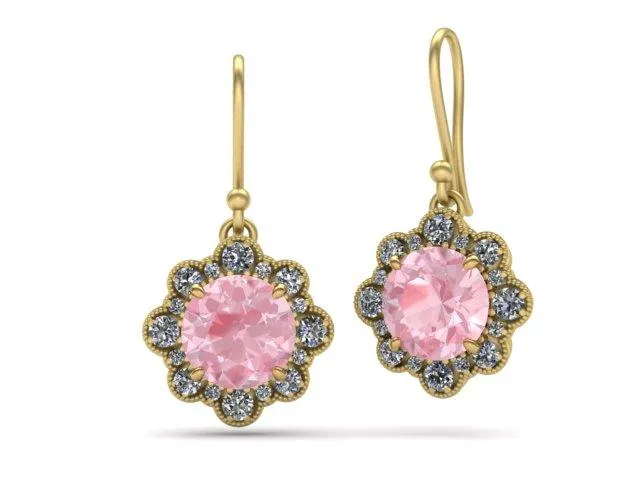 Bostonian Charlotte Morganite Halo Earrings