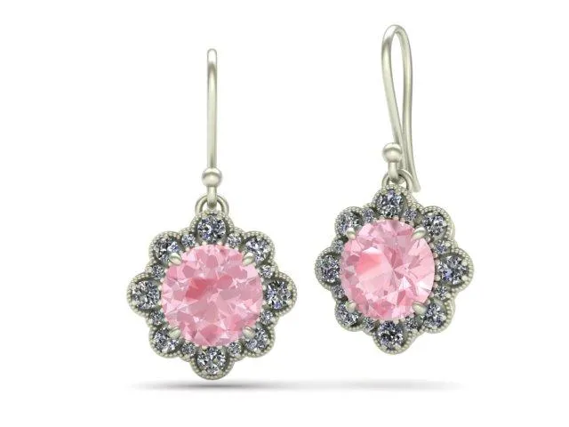 Bostonian Charlotte Morganite Halo Earrings