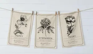 Botanical Black And White Tea Towel