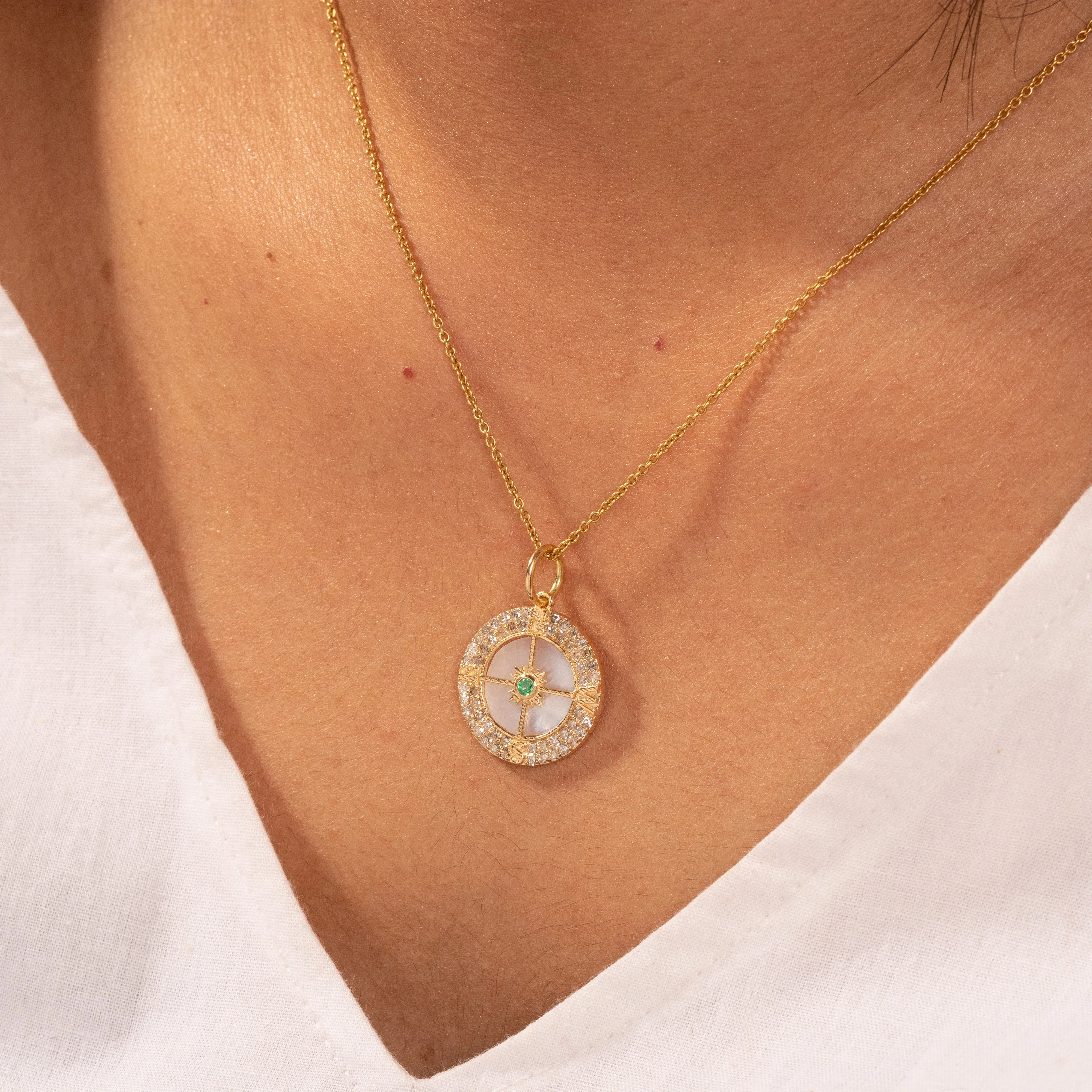 Buzz Mother Of Pearl & Emerald Pendant