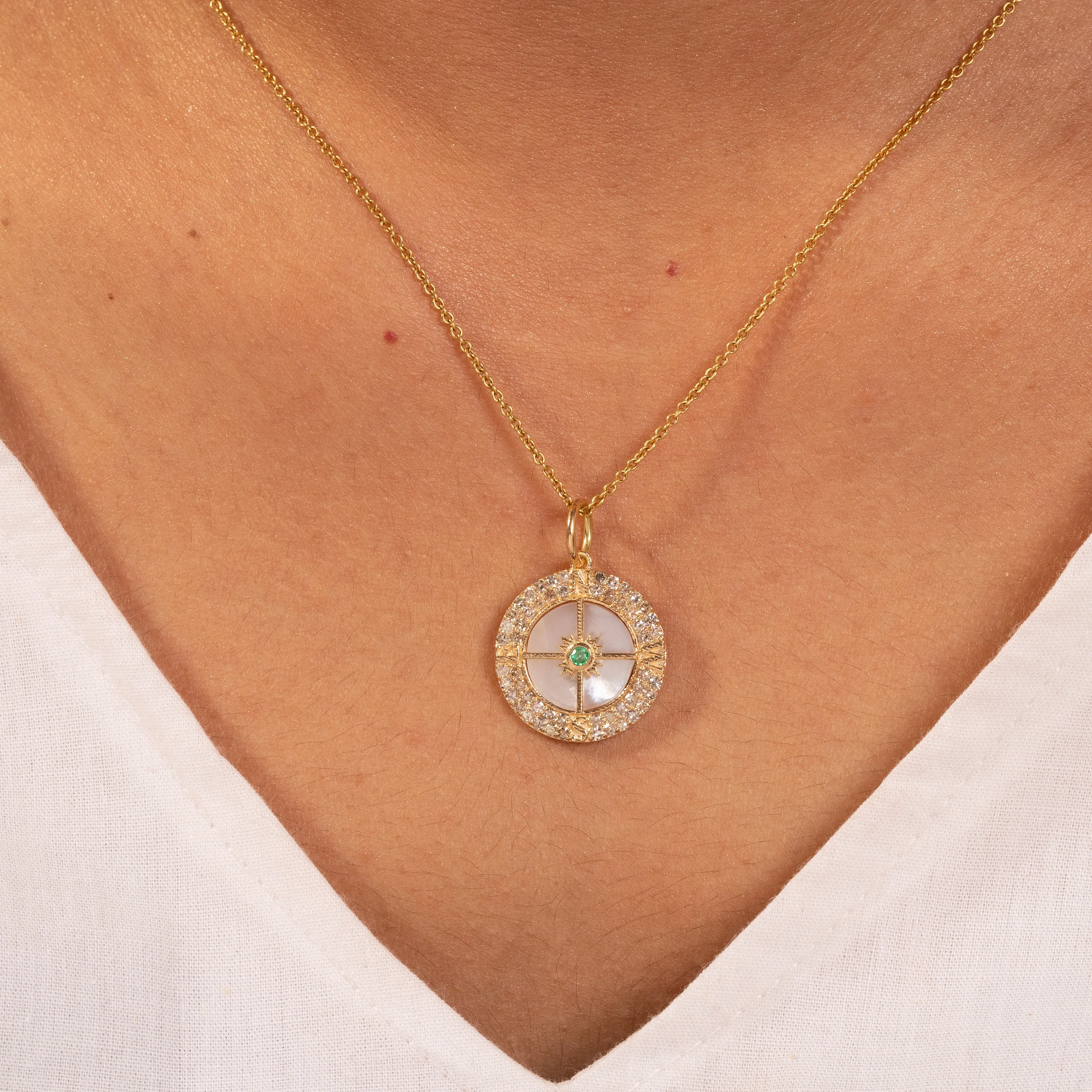 Buzz Mother Of Pearl & Emerald Pendant