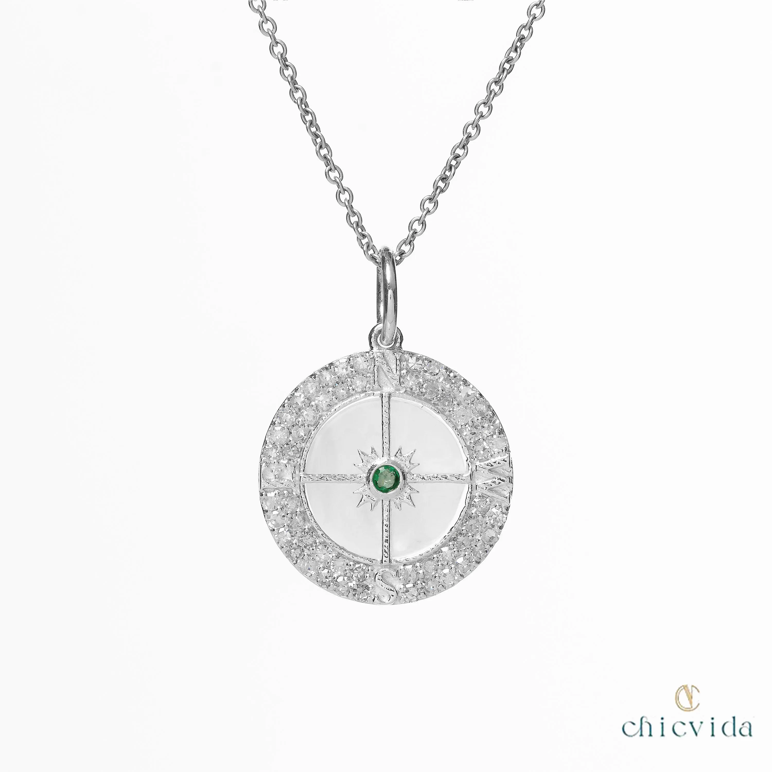 Buzz Mother Of Pearl & Emerald Pendant