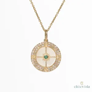 Buzz Mother Of Pearl & Emerald Pendant