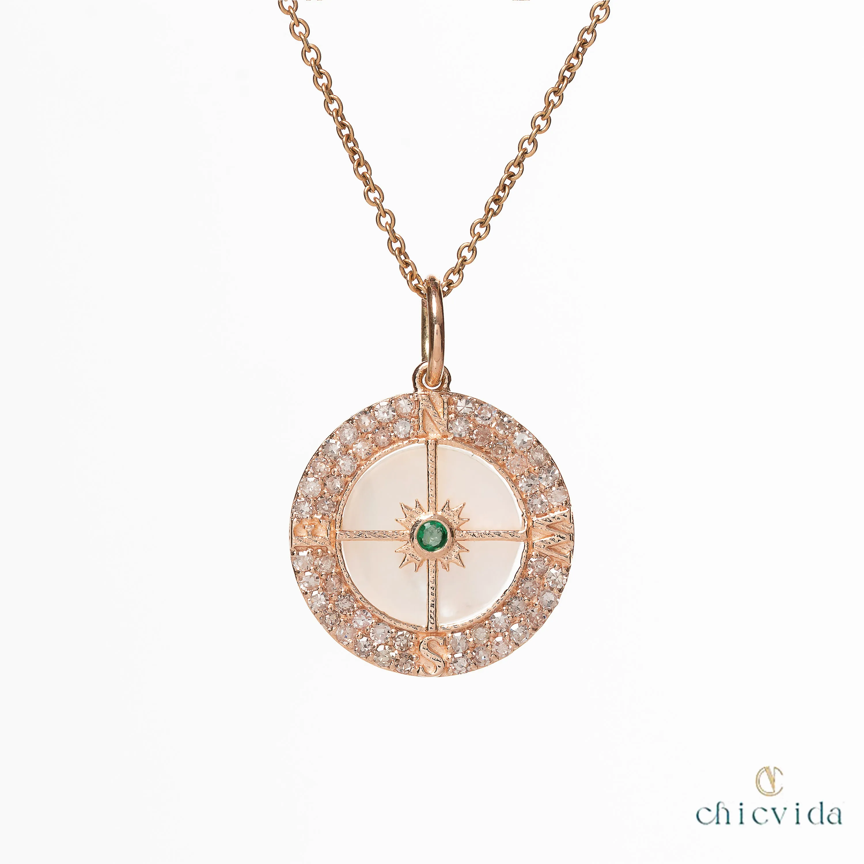 Buzz Mother Of Pearl & Emerald Pendant