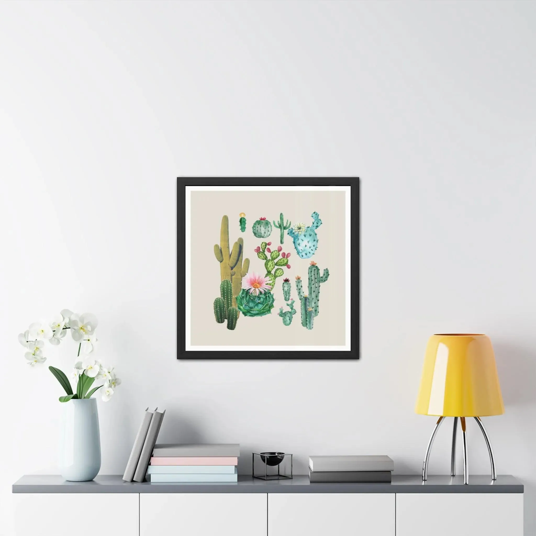 Cacti Family Vintage Inspired Framed Poster Wall Art
