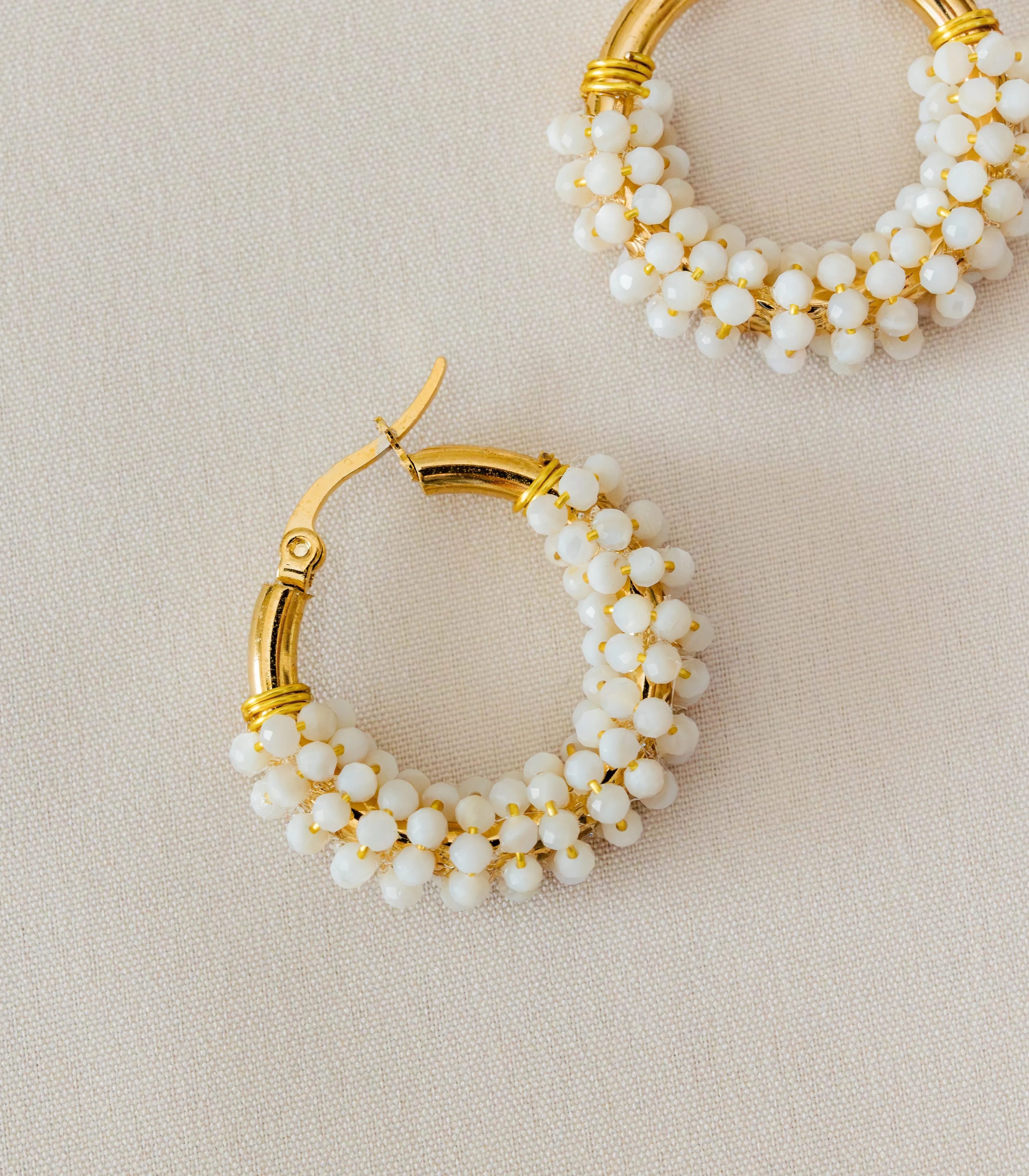 Cascara Mother of Pearl Hoop Earrings
