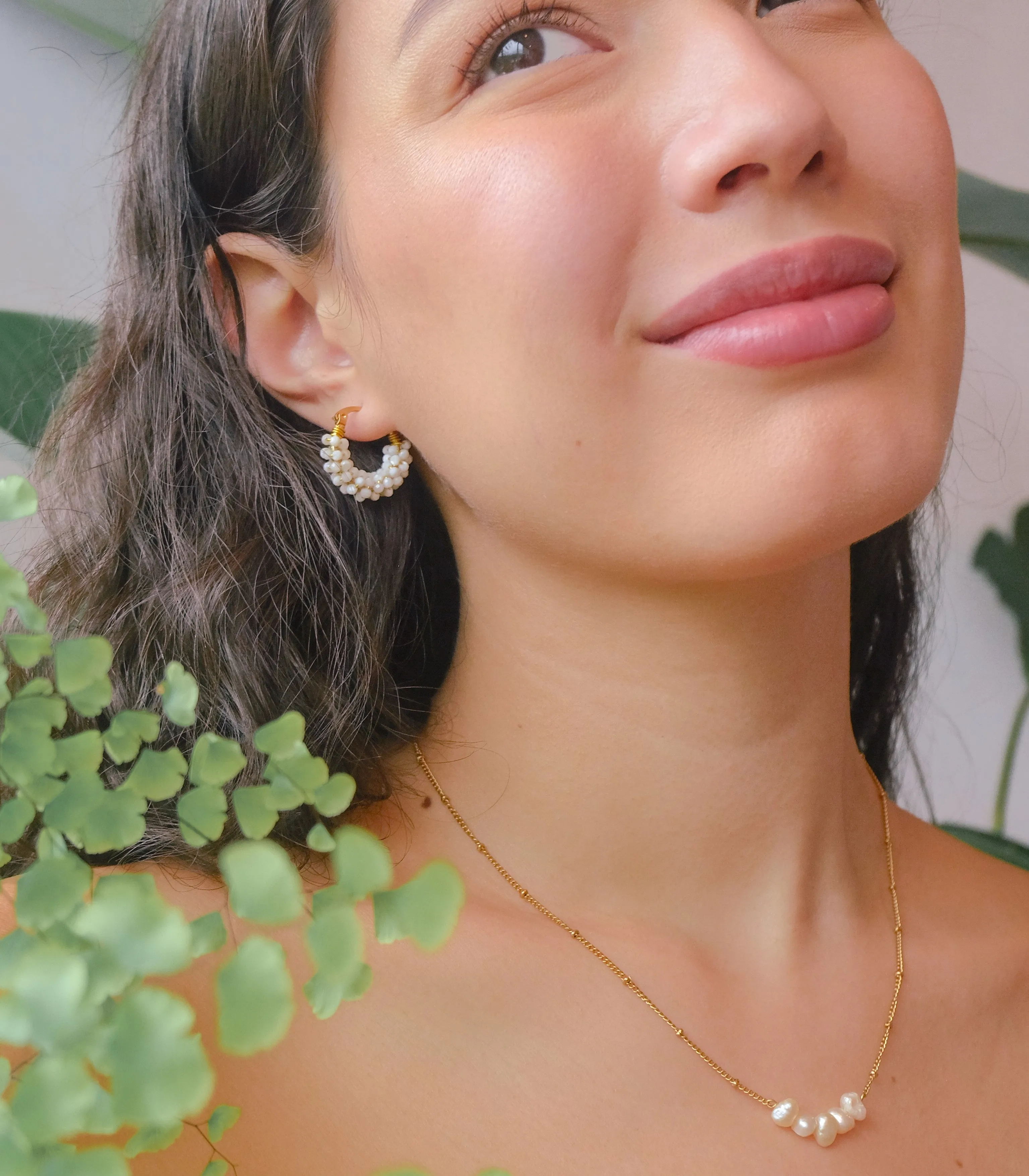 Cascara Mother of Pearl Hoop Earrings