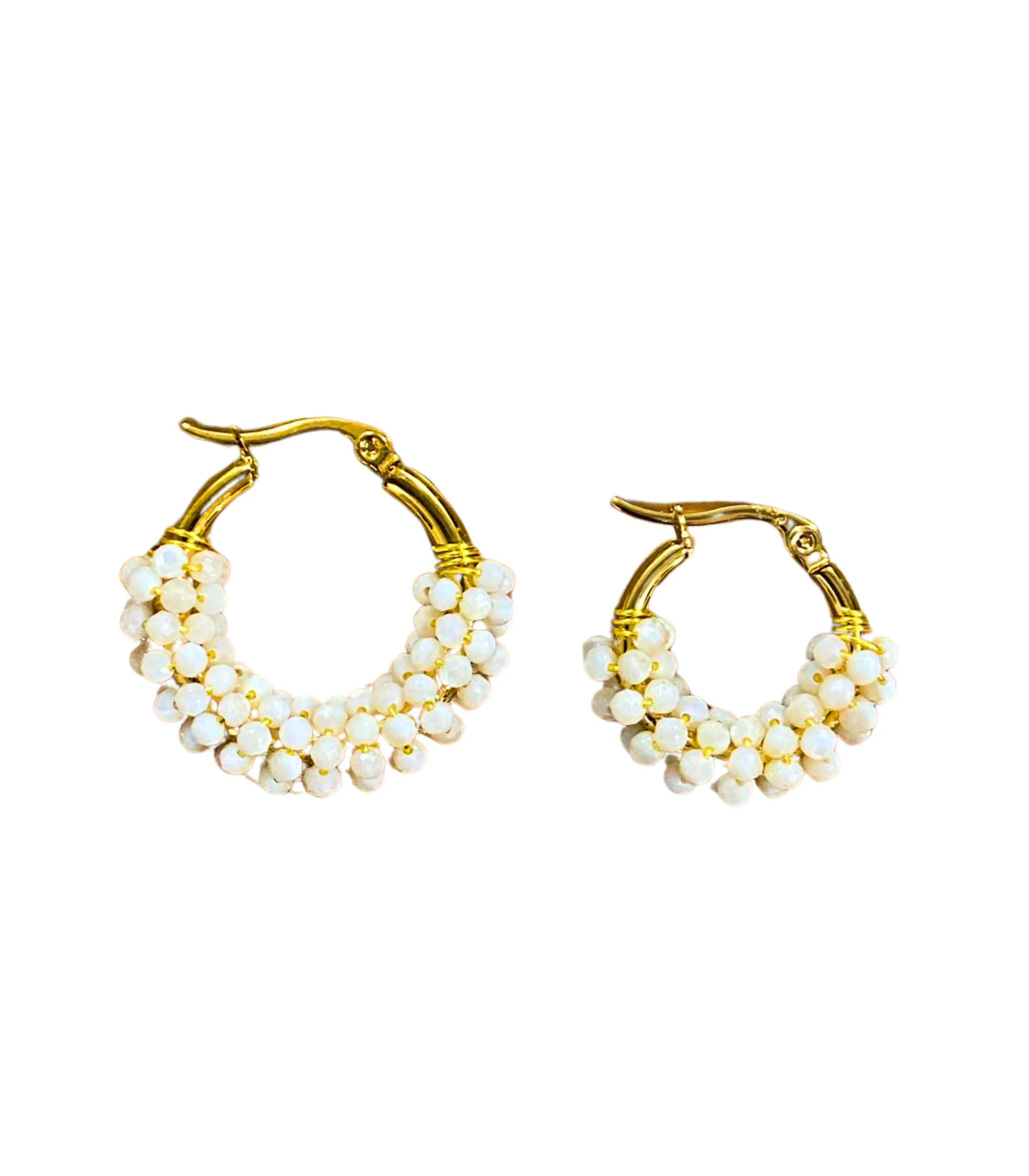 Cascara Mother of Pearl Hoop Earrings