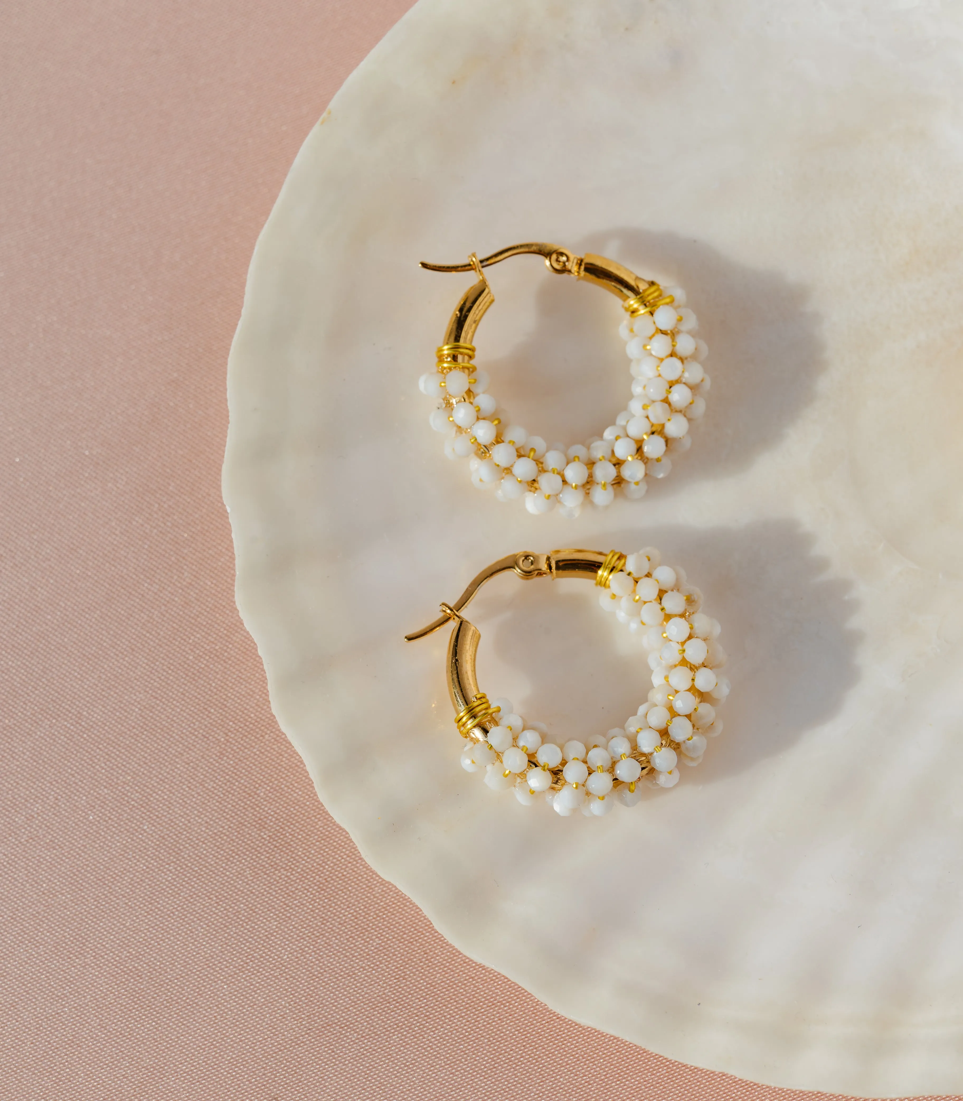 Cascara Mother of Pearl Hoop Earrings