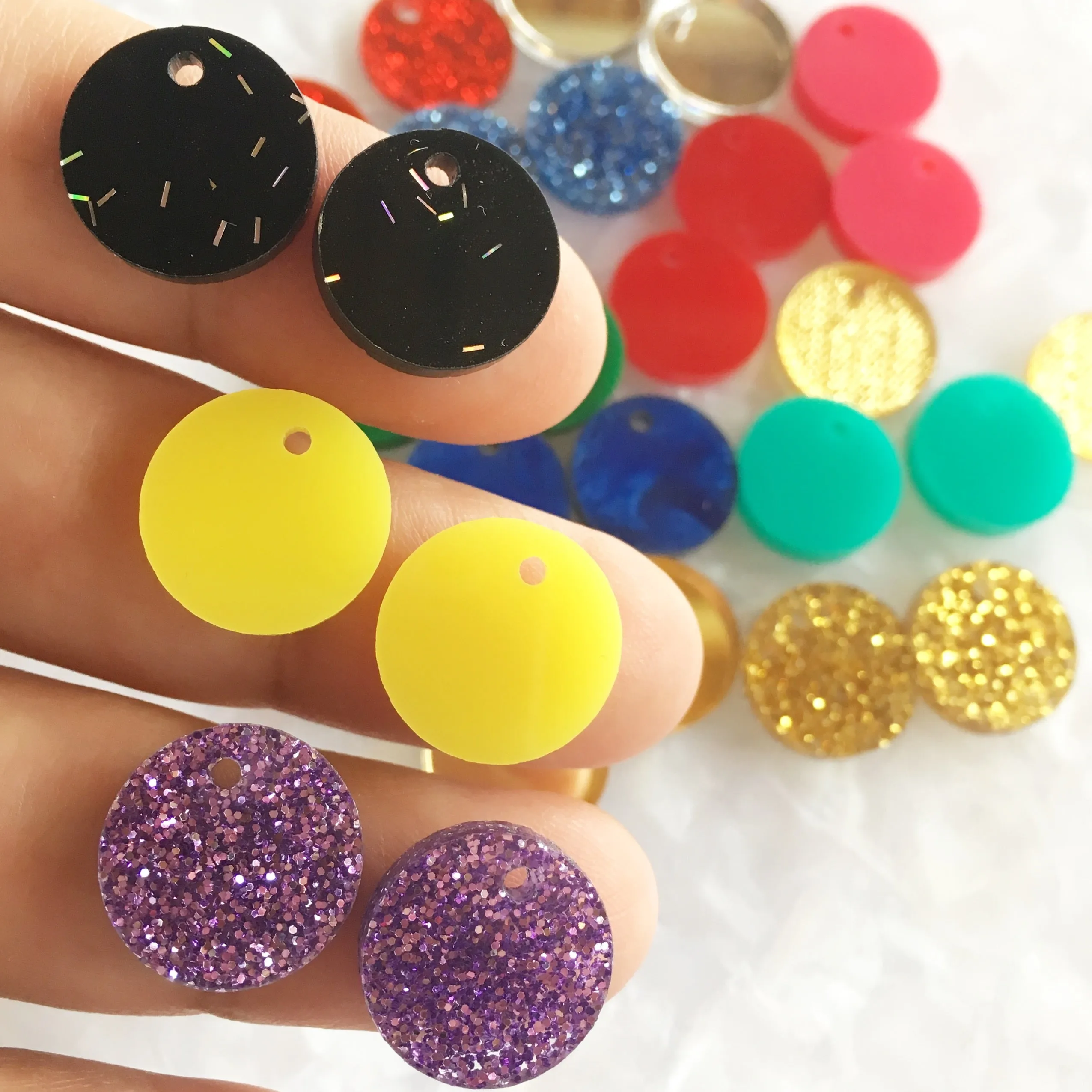 Circle Charms - 12 Pairs (24 Pieces), 15mm