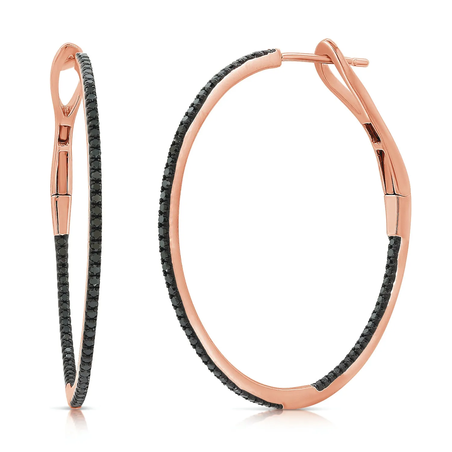 Classic 1.25" Black Diamond Hoop Earrings