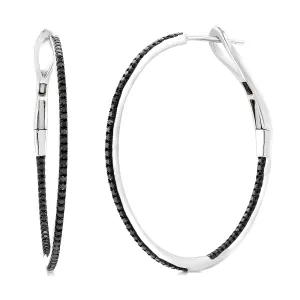 Classic 1.25" Black Diamond Hoop Earrings