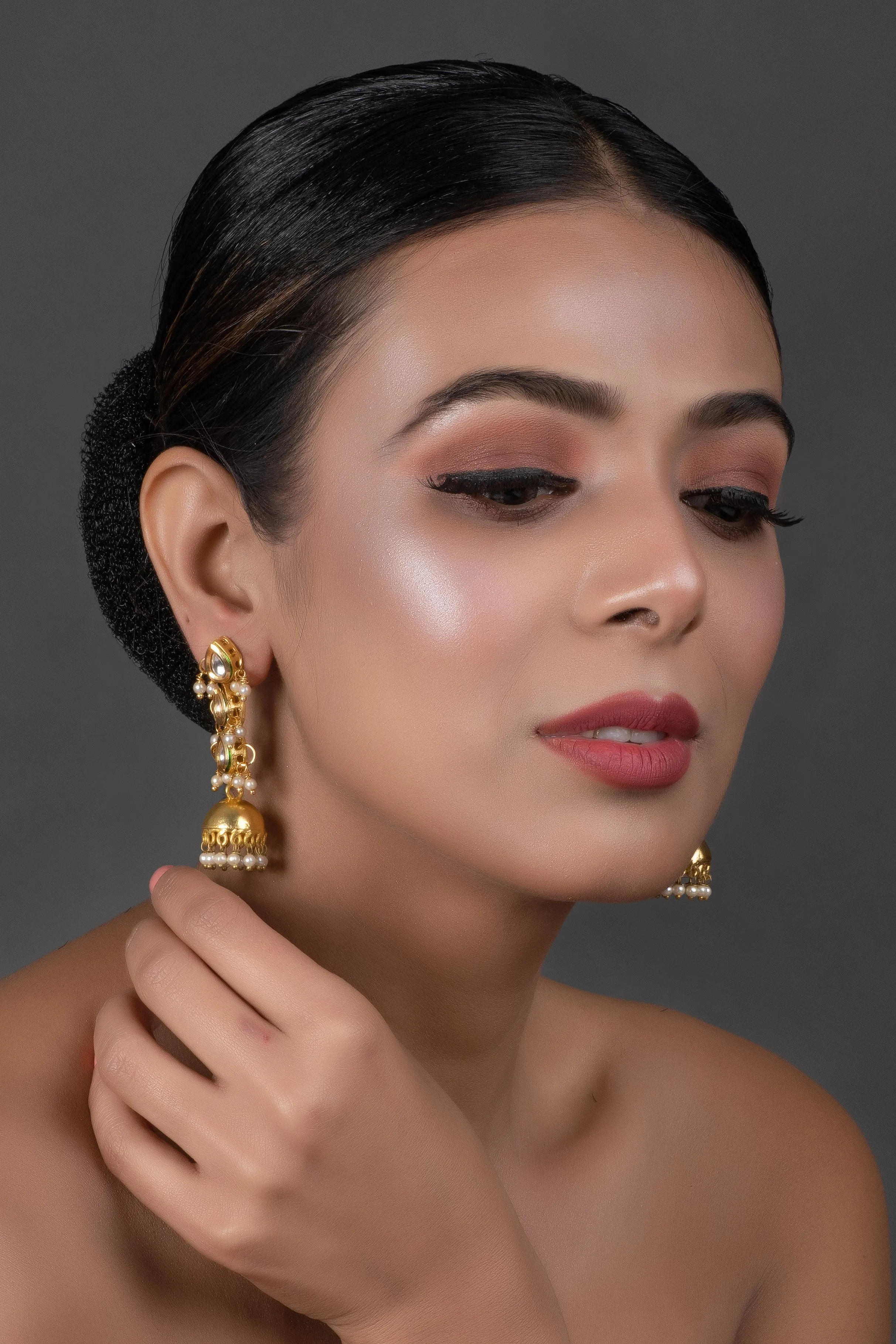 Classic Gold Tone Handcrafted Kundan Inspired Jhumki