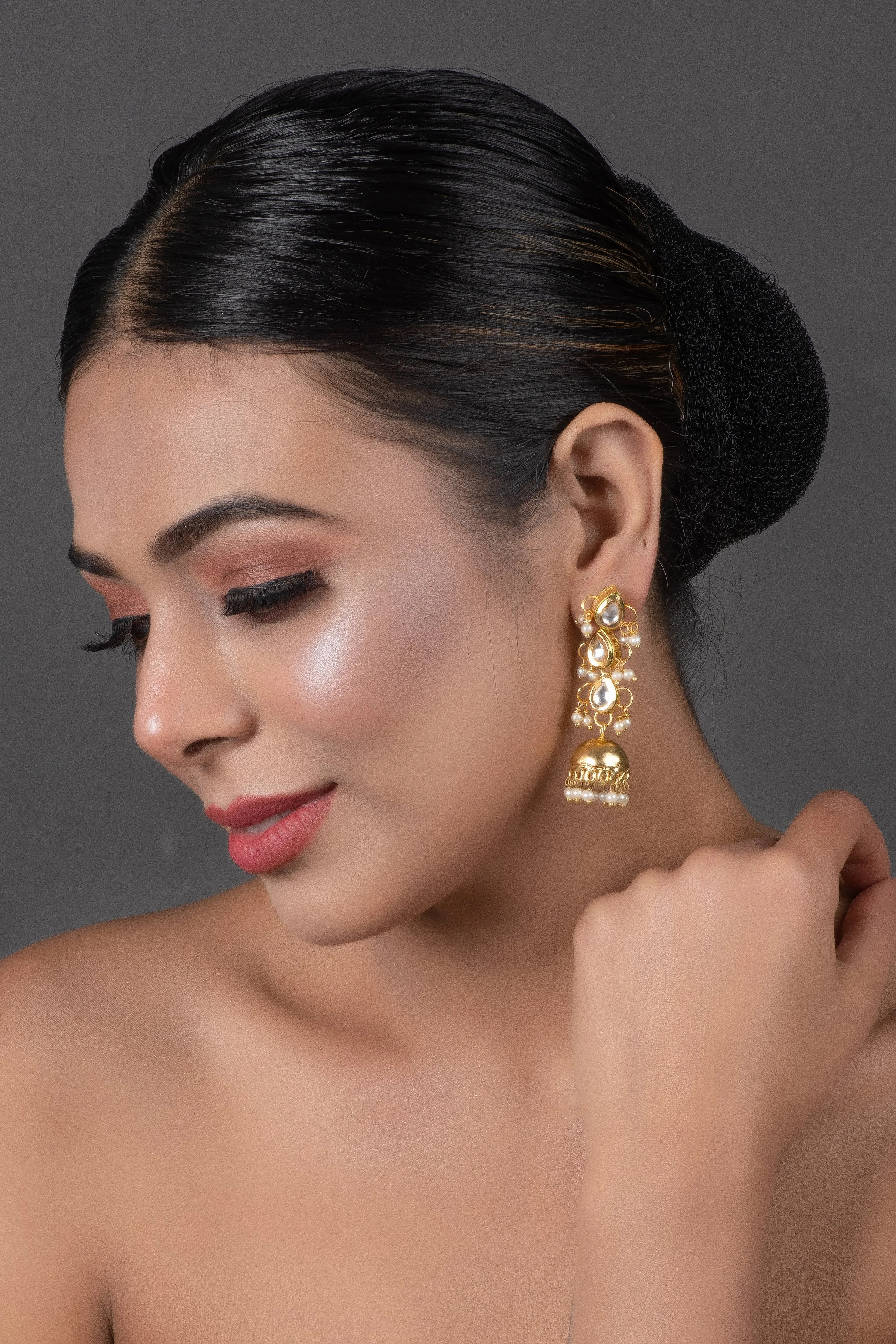 Classic Gold Tone Handcrafted Kundan Inspired Jhumki